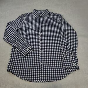 Daniel Hechter Paris men's gingham shirt blue white Size Medium Preppy Academia